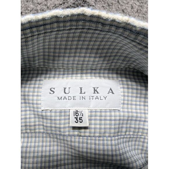 Sulka Long Sleeve Button Up Shirt Men's Size 16 1/2 35 - Picture 3 of 12